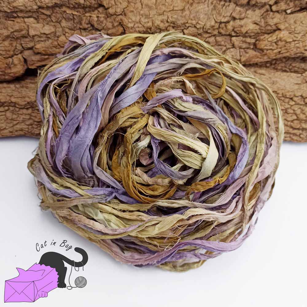 Enchanted garden, recycled sari silk ribbons