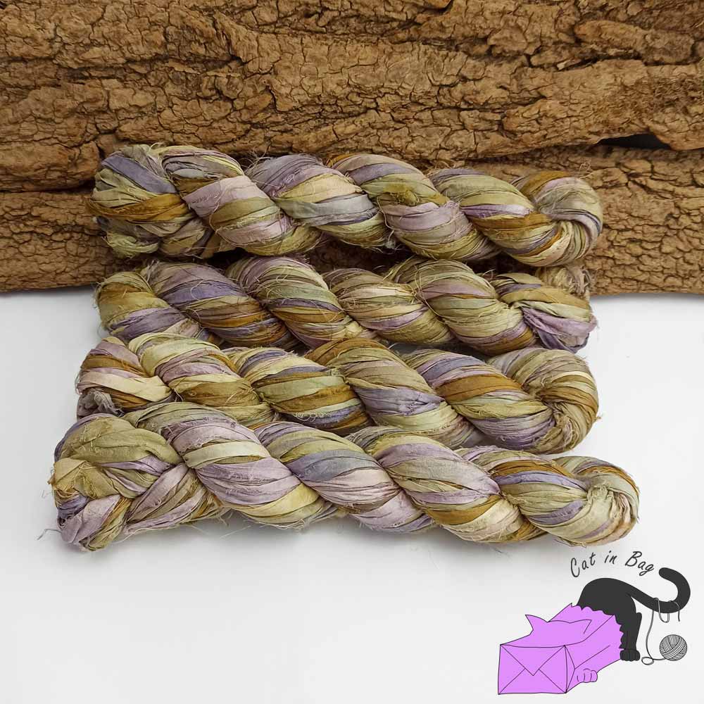 Enchanted garden, recycled sari silk ribbons