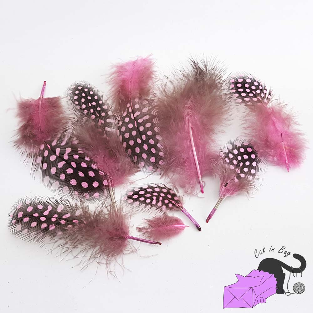 50 natural feathers pink color
