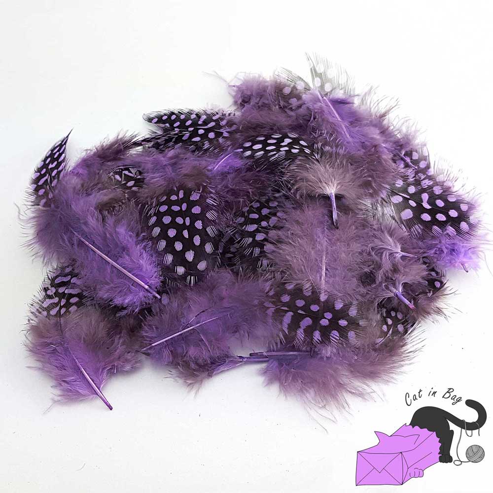 50 natural feathers violet color
