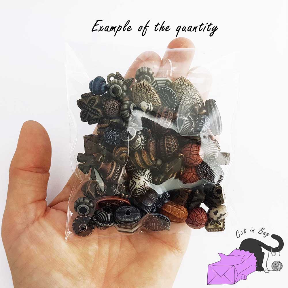 Mix of 50 gr antique ethnic effect acrylic beads in the colours of the Earth