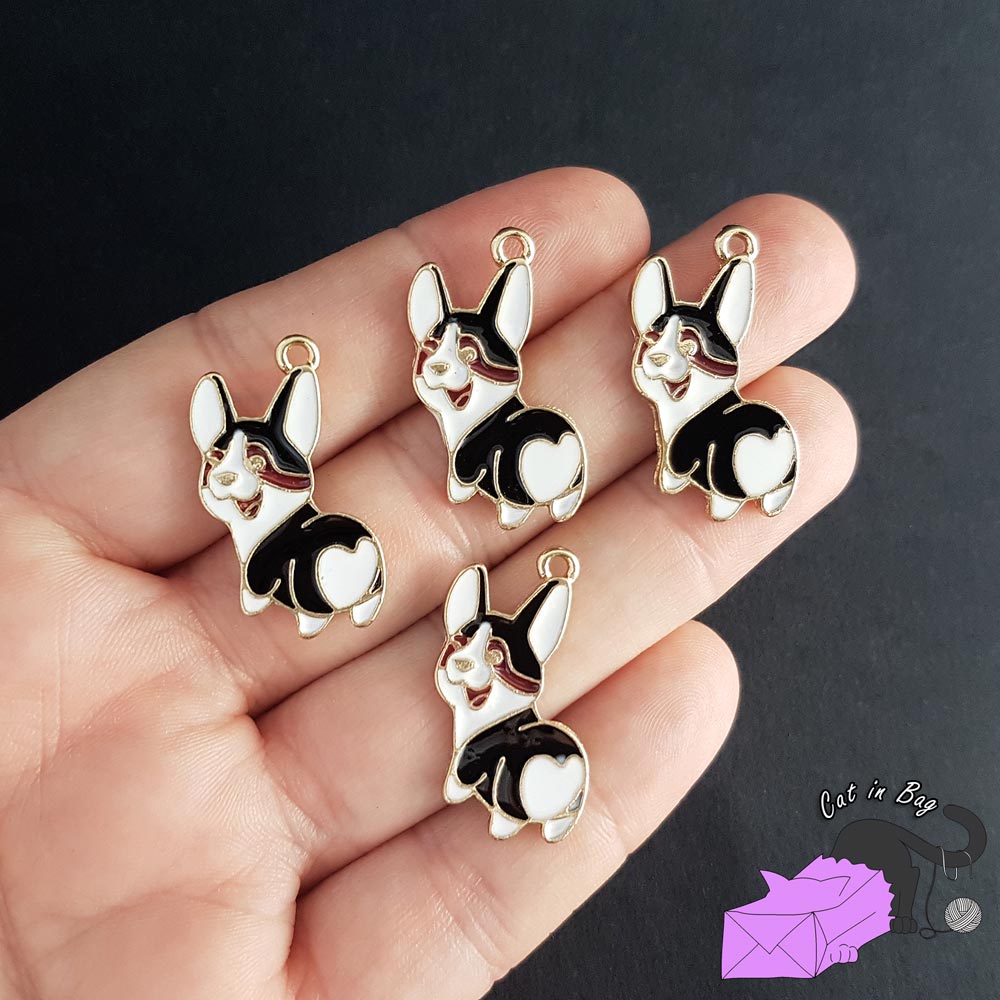 1 enamel charm with dog Welsh Corgi