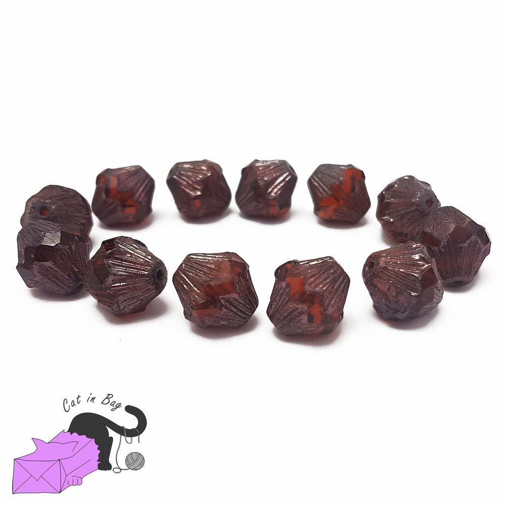 4 perle in cristallo di Boemia rosso arancio 13x11 mm