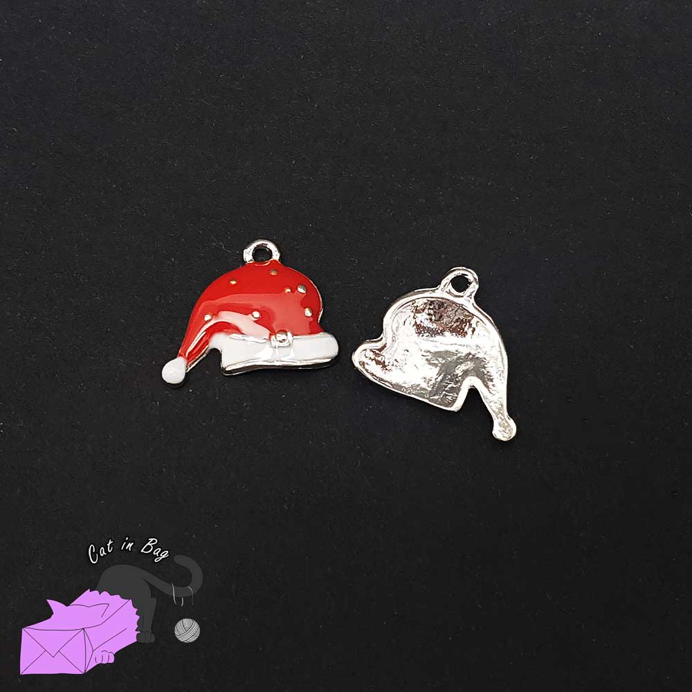2 enamel charms with Santa's hat