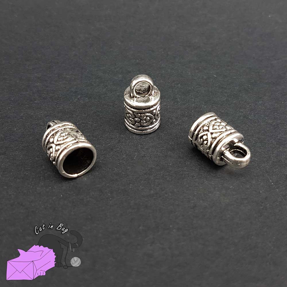 10 cord ends, ends caps, 8 mm diameter