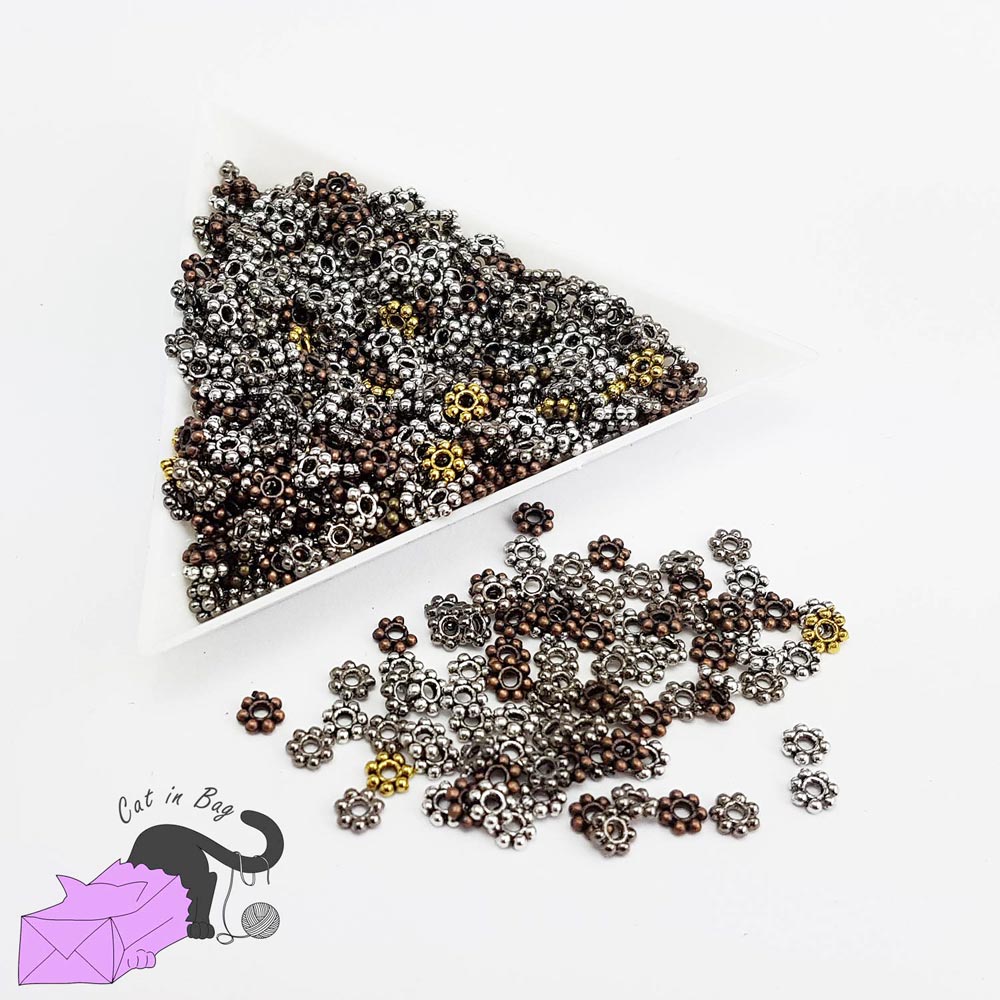 50 separatori a forma di fiore piatto, diametro 4 mm