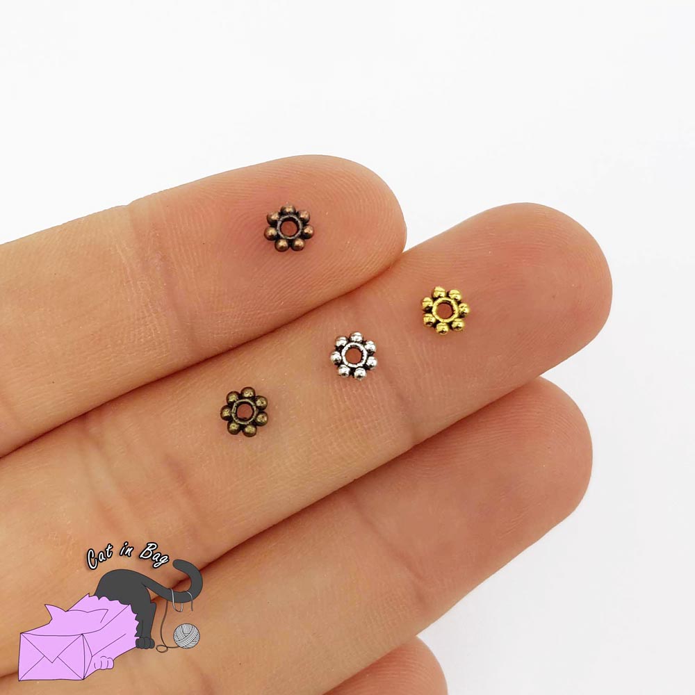 50 separatori a forma di fiore piatto, diametro 4 mm
