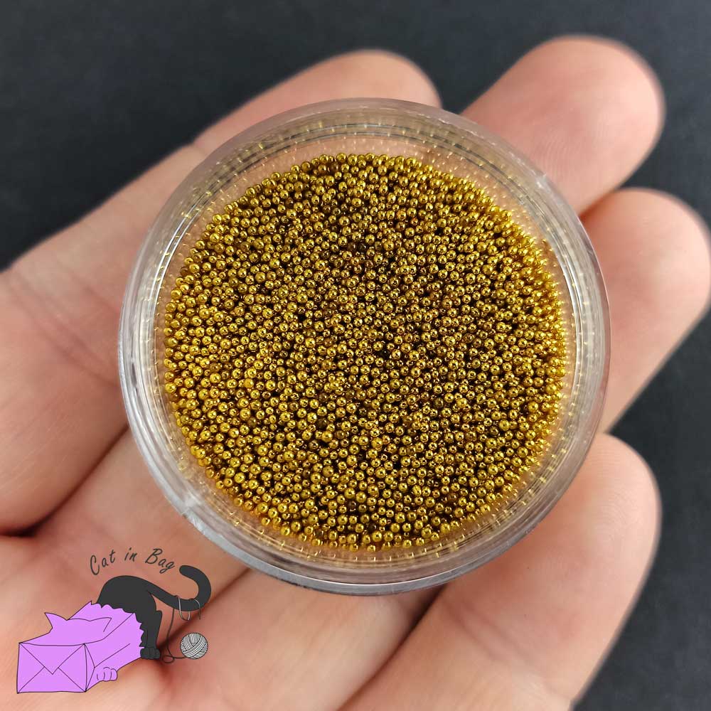 Microsfere in vetro, oro antico, con scatolina