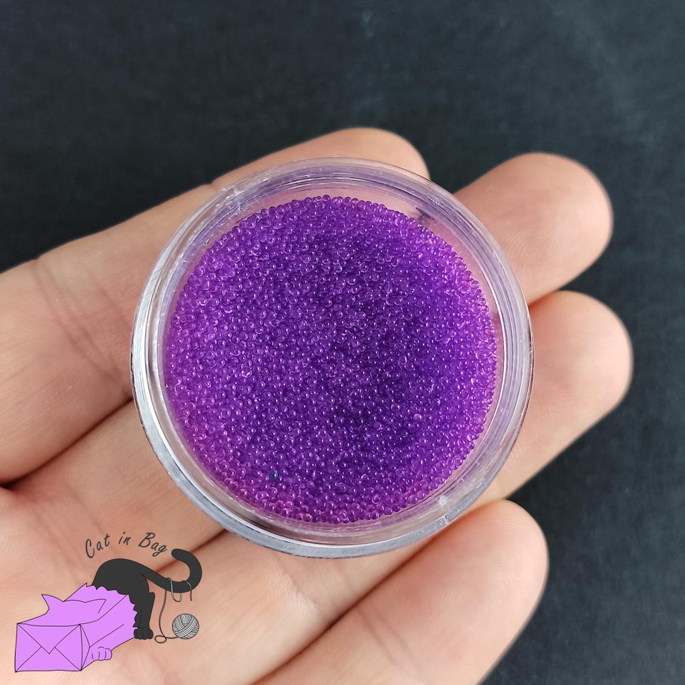 Microsfere in vetro, traslucide, viola, con scatolina