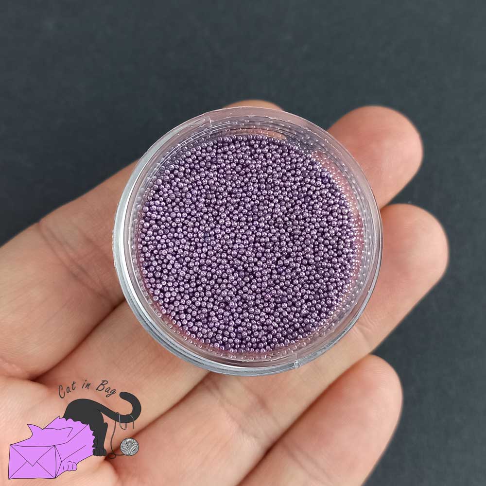 Micro caviar glass beads, lilac, with box