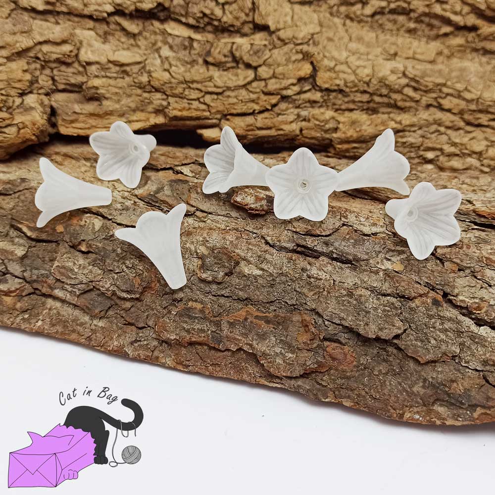 10 big white acrylic flower, frosted