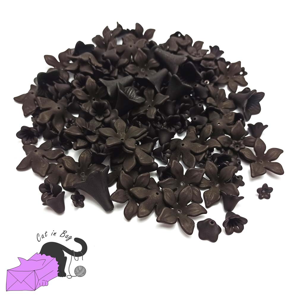 50 gr of mixed acrylic flowers , black color