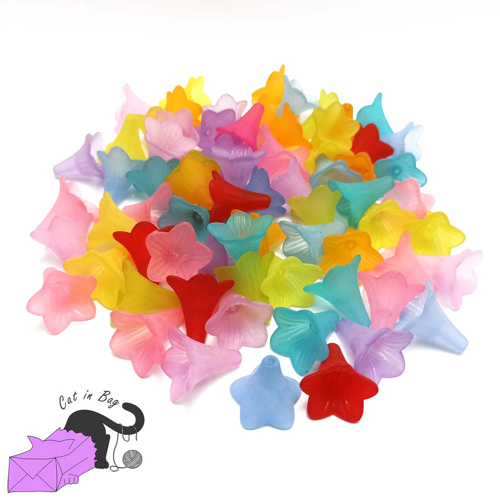 10 big mixed colour acrylic flower, frosted.