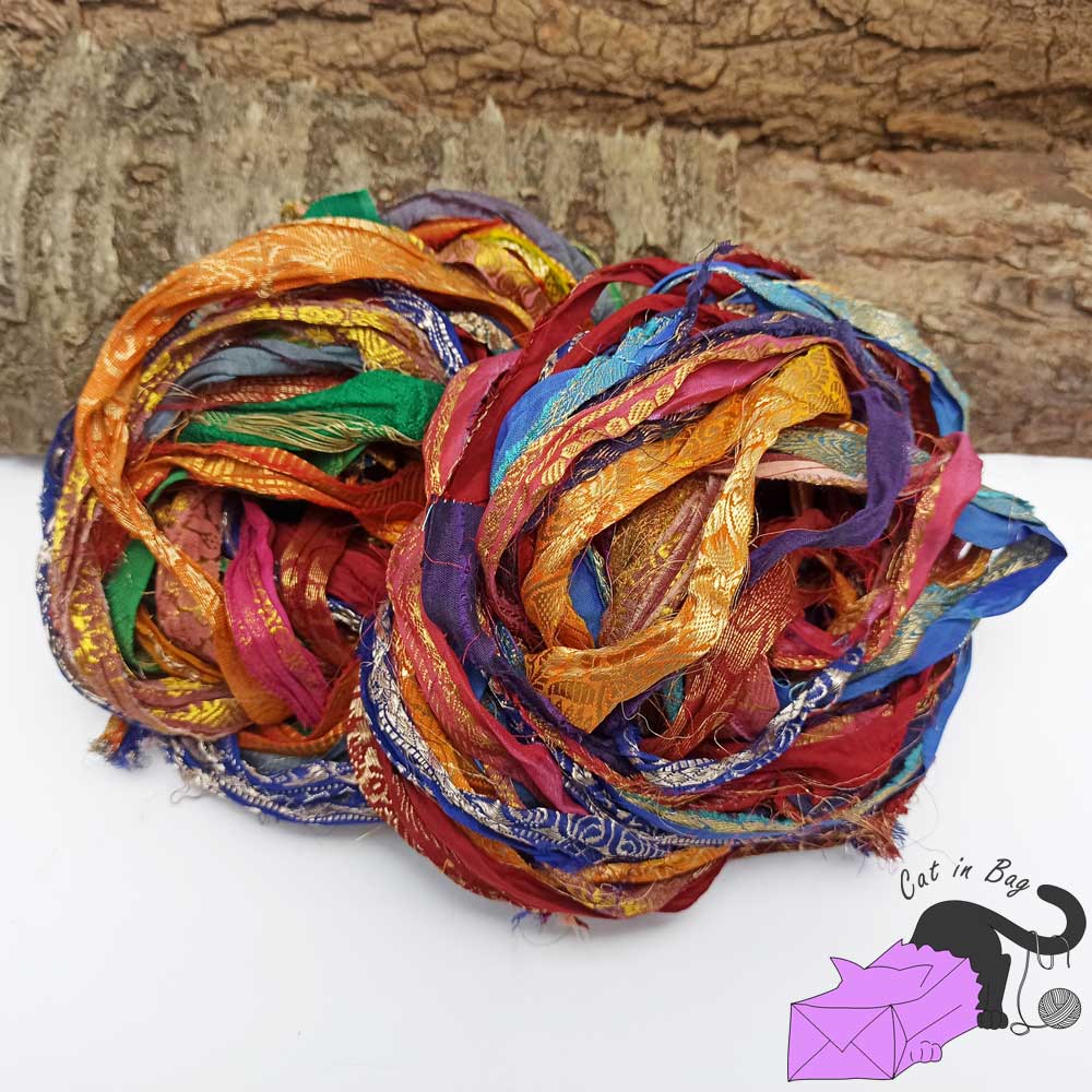 Recycled brocade sari silk border ribbons