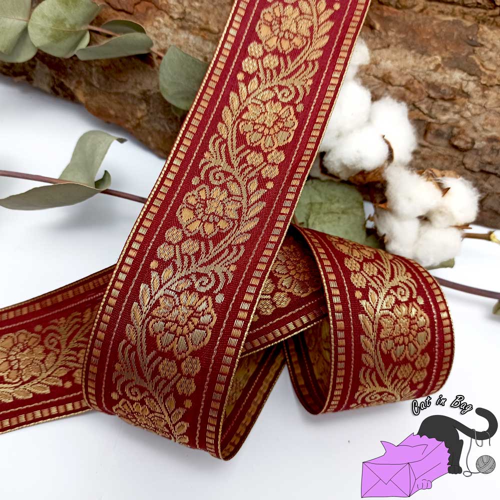 Dark red and gold