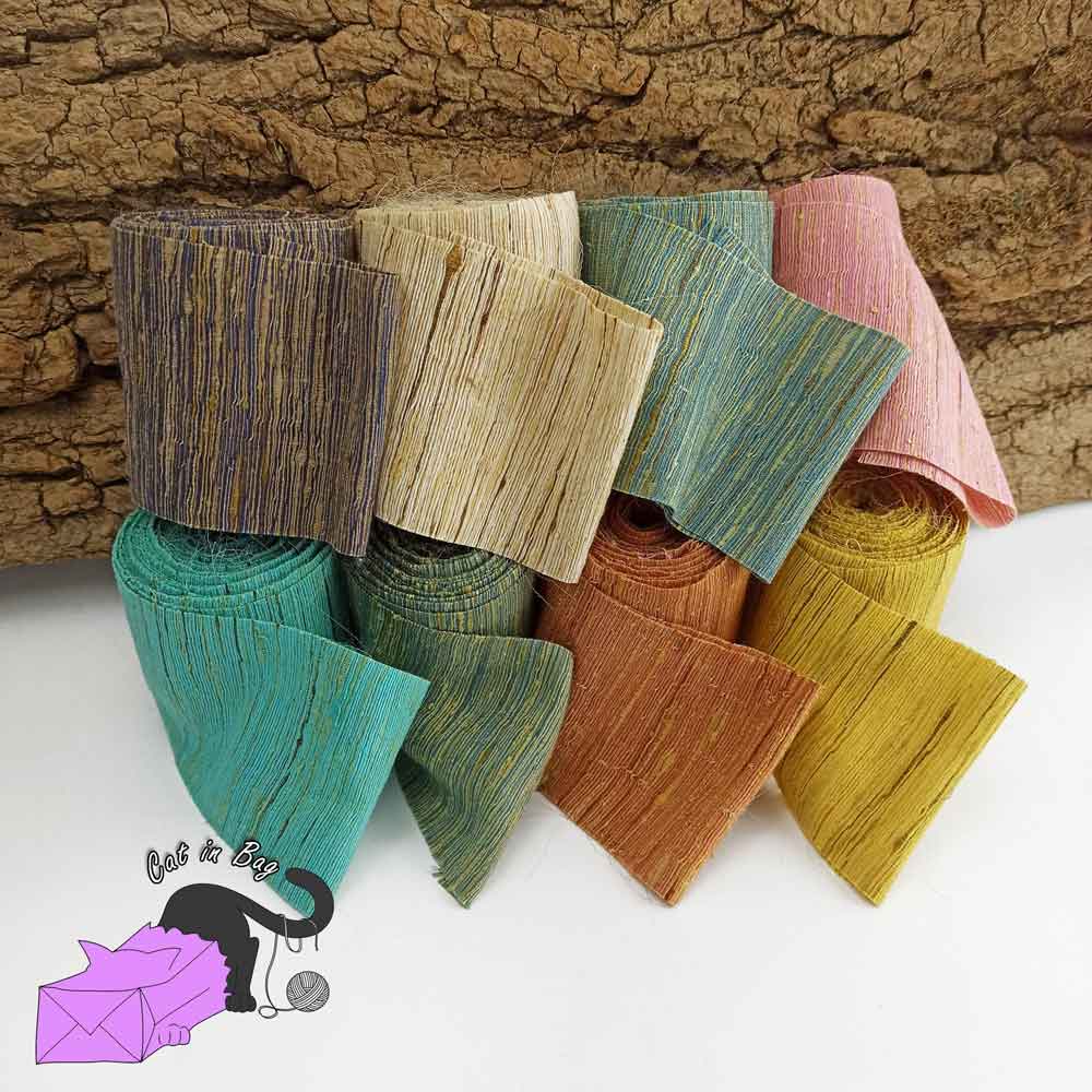 Pine Tree, recycled sari silk ribbons