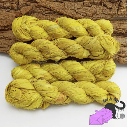 Giallo Limone, nastri di seta sari riciclati