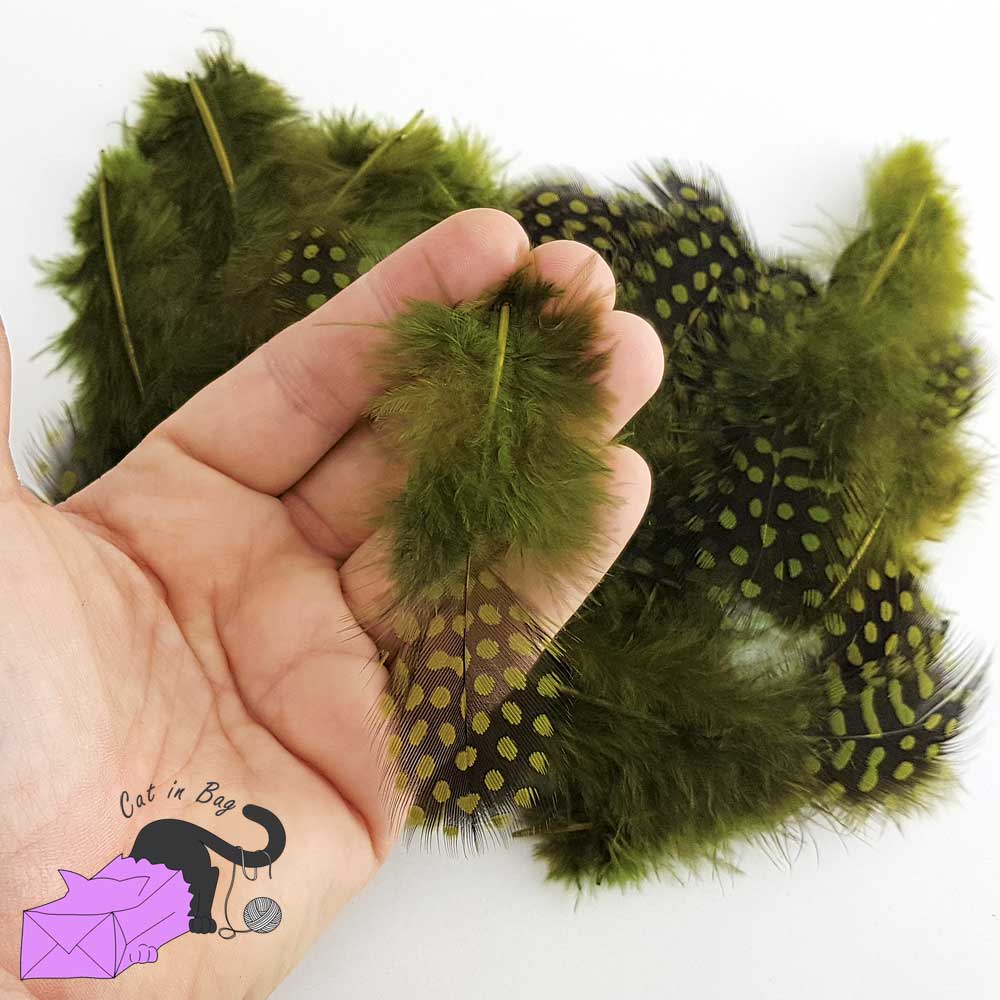 50 piume naturali color verde oliva
