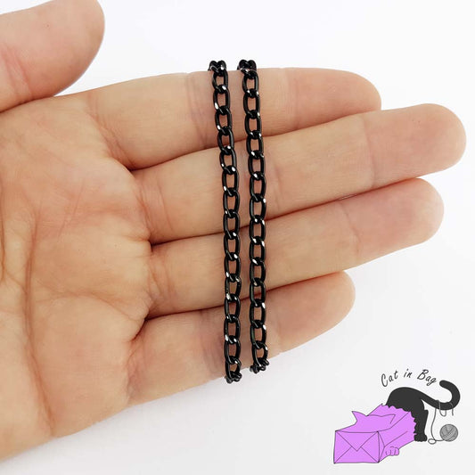 Catena in alluminio nera 6x3.5 mm