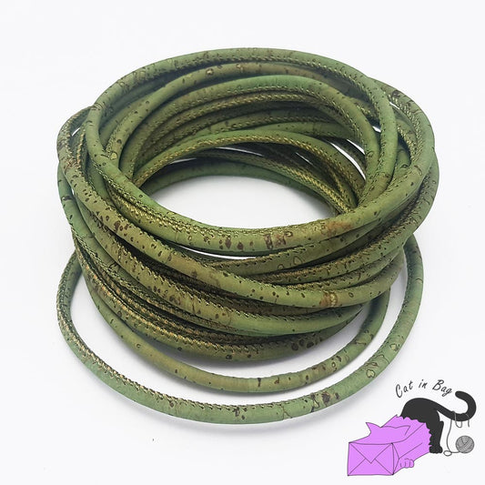 1 m di cordino in sughero, 2,5-3 mm, verde