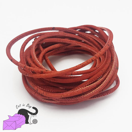 1 m di cordino in sughero, 3-3,5 mm, arancione scuro