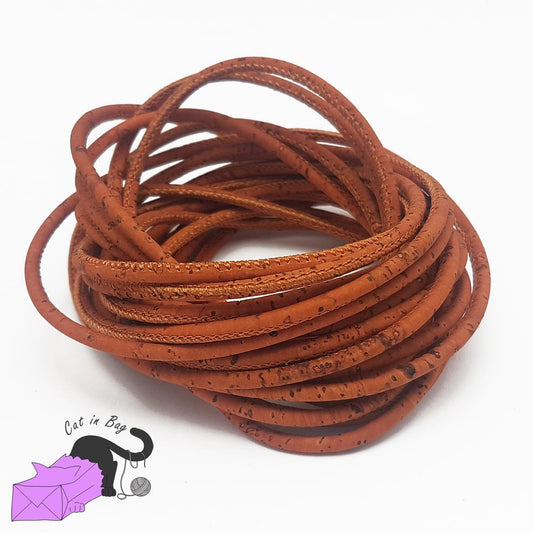 1 m di cordino in sughero, 3-3,5 mm, arancione