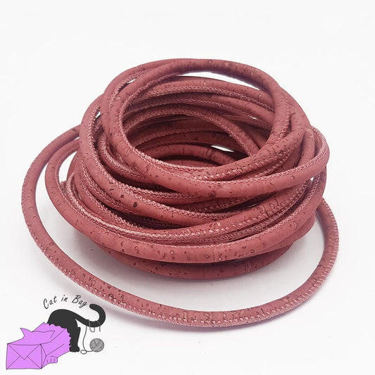 1 m di cordino in sughero, 4,5-5 mm, rosa antico