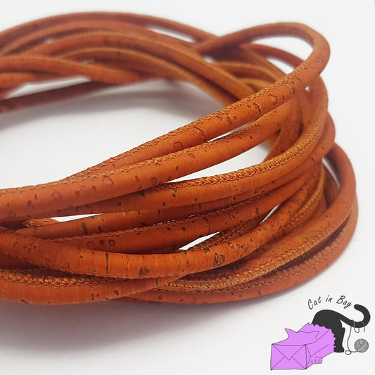1 m di cordino in sughero, 4-4,5 mm, arancione