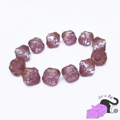 4 perle bicono in cristallo di Boemia rosa oro 13x11 mm