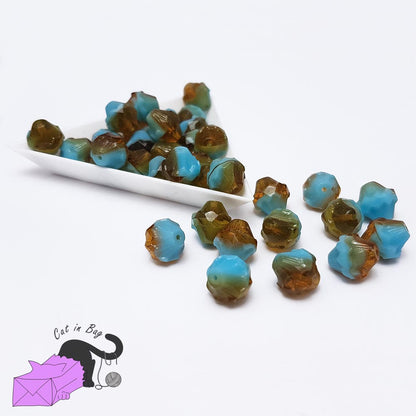4 perle in cristallo di Boemia, bicono bicolore, 11x10 mm