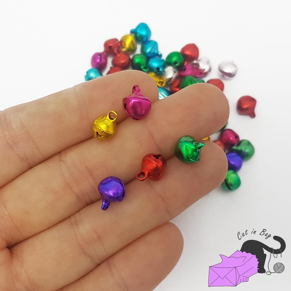 20 jingle bells charms mixed colors