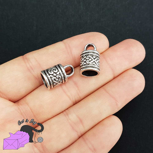 10 cord ends, ends caps, 8 mm diameter