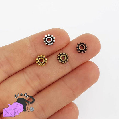 50 flower spacer beads, diameter 6,5 mm