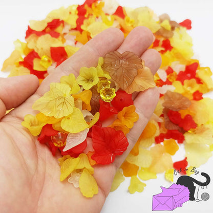 50 gr mix Autunno, fiori e foglie in acrilico